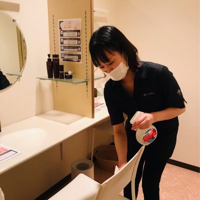 感染予防対策実施中